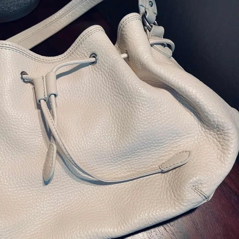 Cole Haan Elegant White Ivory Leather Bucket Bag